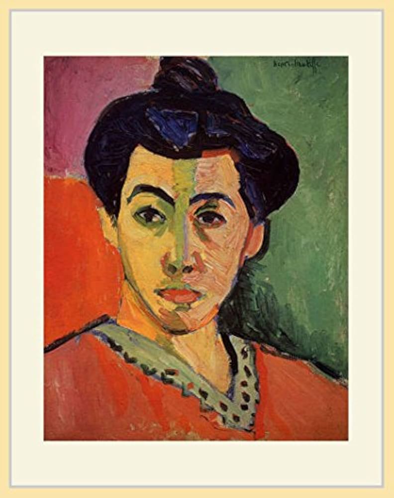 マティス　肖像画　額付き Amazon.co.jp: マティス・「緑のすじのある女:マティス夫人の